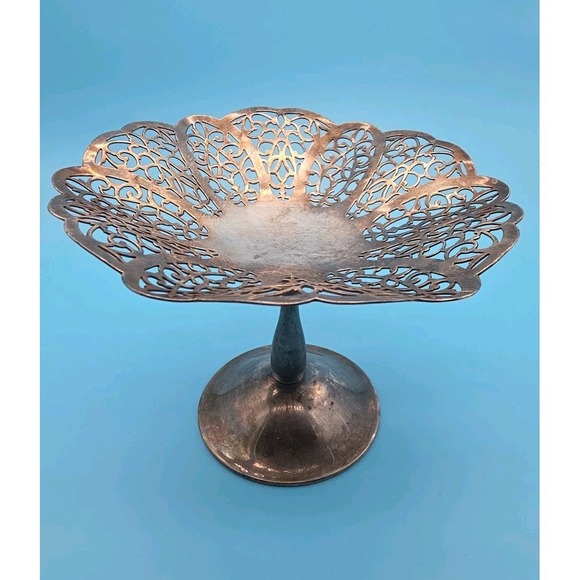 Lovelace Other - Lovelace Silverplate Lacey Ruffled Compote 5" International Silver Company 1430